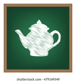 Tea maker sign. White chalk effect on green school board.