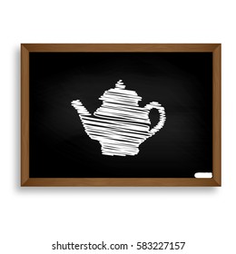 Tea maker sign. White chalk icon on black school board