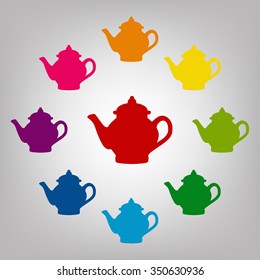Tea maker vector sign. Icons colorful set