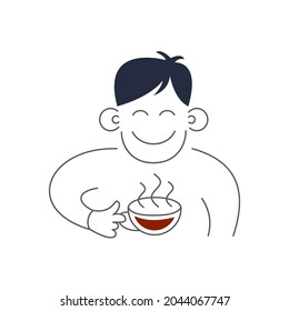 Té. El hombre sostiene la taza. El concepto de té y café.