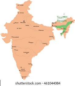 tea map assam in india
