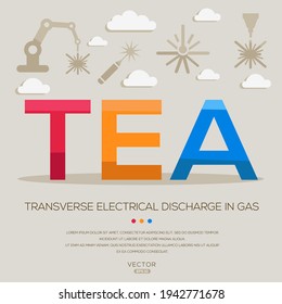 TEA significa (descarga eléctrica transversal en gas) Acrónimos láser, letras e iconos ,Ilustración vectorial.
