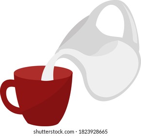 Tea with milk, illustration, vector on white background