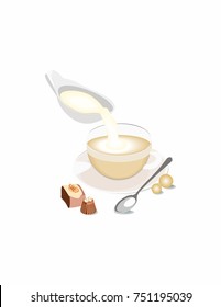 Tea with milk on a white background