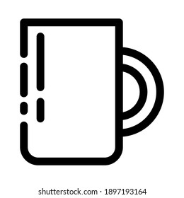 Tea mug. Coffee shop, food, drink and website related outline icon on a white background. With cuts, cutouts EPS Vector