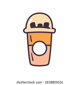 Tea mug with cover line and fill style icon design, Time drink breakfast and beverage theme Vector illustration