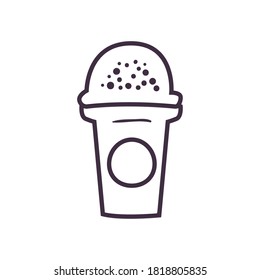 Tea mug with cover line style icon design, Time drink breakfast and beverage theme Vector illustration
