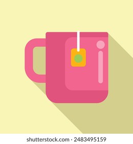 Tea mug cup icon flat vector. Ceramic material. Drink pot