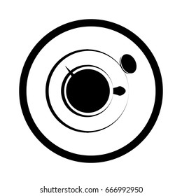 Tea mug icon. Drop shadow tea cup with teabag silhouette symbol. Cup of hot drink. Tea mug logo concept. Vector teacup isolated illustration