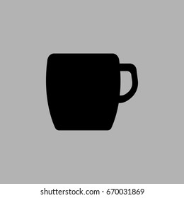 Tea mug icon. Drop shadow tea cup with teabag silhouette symbol. Cup of hot drink. Tea mug logo concept. Vector teacup isolated illustration