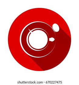 Tea mug icon isolated on red background with long shadow. flat icon