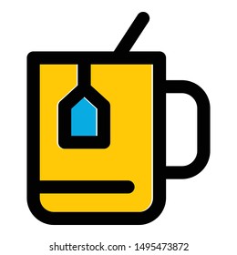 Tea mug icon. Outline tea mug vector icon for web design isolated on white background