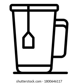 Tea mug icon. Outline tea mug vector icon for web design isolated on white background