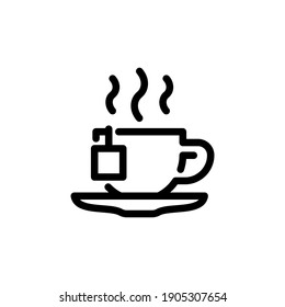 tea mug icon vector line art design editable stroke
