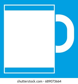 Tea mug icon white isolated on blue background vector illustration