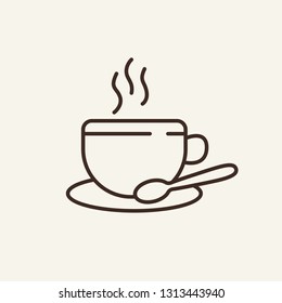 Tea mug line icon. Cup with tea spoon on white background. Food concept. Vector illustration can be used for topics like food, kitchen, cafe