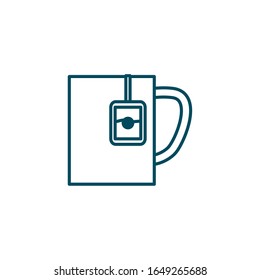 Diseño de icono de la línea del té de la cola del té. Bebida del tiempo desayuno bebidas porcelana caliente de cerámica inglés y tema de invitación. Ilustración del vector