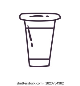 Diseño de iconos de estilo de línea de té de la cola de la taza, desayuno de bebida y bebida tema Vector ilustración