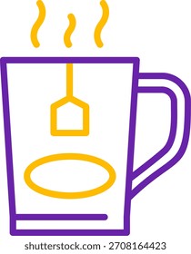 Design de ícone de vetor de duas cores de caneca de chá
