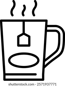 Tea Mug Line Vector Icon Design