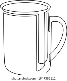 Tea mug. Dibujo de una línea. Ilustración vectorial.