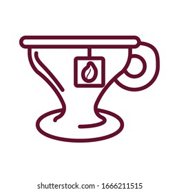 tea mug over white background, line style icon, vector illustration