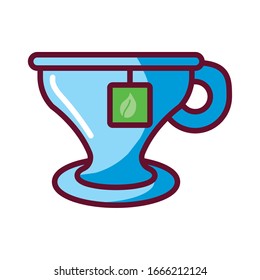 tea mug over white background, fill style icon, vector illustration