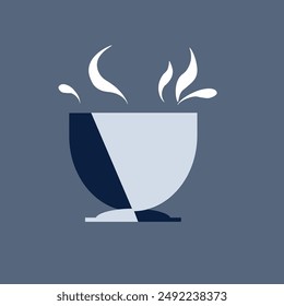 Teebecher mit Dampf im flachen Stil. Vektorgrafik-Grafiken