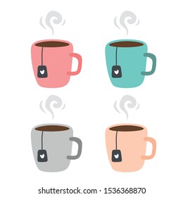 Tea mug vector illustration icons