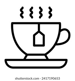 Tea Mug Vector Line Icon Design