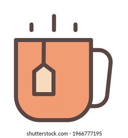 tea mug warm single isolated icon with filled line style