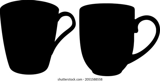 Tea mugs in the set. Vector image.