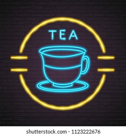Tea Neon Light Glowing Vector Illustration