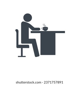 Té sobre la mesa delante de un hombre concepto icono diseño gráfico