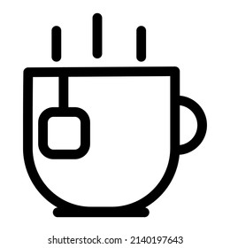 Tea One line art icon design illustration with editable stroke