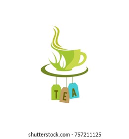 tea organic cup vector logo
