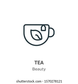 Tea outline vector icon. Thin line black tea icon, flat vector simple element illustration from editable beauty concept isolated on white background