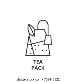 tea pack line icon, outline sign, linear symbol, vector, flat illustration