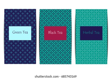 Tea package in simple arabic style  for print. Vector illustration