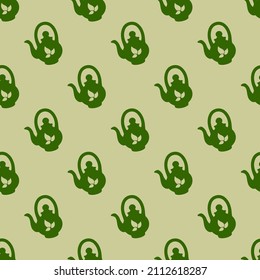 Tea packaging design. Hand drawn teapots colored trendy vector seamless pattern. Flat design for print, eps 10.