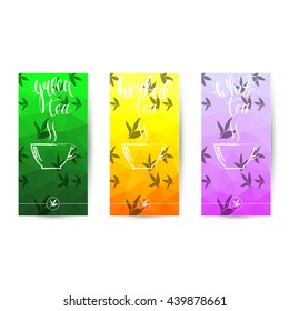 Tea packaging design .Set of design for tea package -green, white and herbal tea.Modern  tea packaging design 
