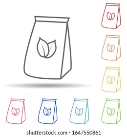 Embalaje de té en un icono de estilo multicolor. Línea delgada simple, contorno vectorial de iconos de alimentos para ui y ux, sitio web o aplicación móvil