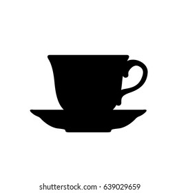 Tea pair black silhouette. Vector coffee mug (cup)
