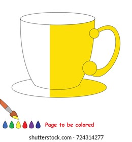 The Tea Pair Cup, the coloring book to educate preschool kids with easy gaming level, the kid educational game to color the colorless half by sample.