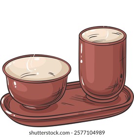 tea pair isolated colored illustration