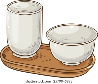 tea pair isolated colored illustration