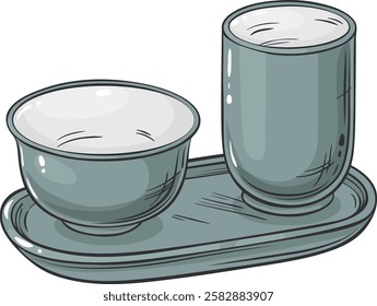 tea pair isolated colored illustration