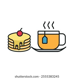 Tea and pancake set food icon vector basic design simple and modern concept graphic