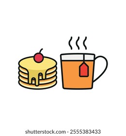 Tea and pancake set food icon vector basic design simple and modern concept graphic
