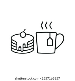 Tea and pancake set food icon vector basic design simple and modern concept graphic